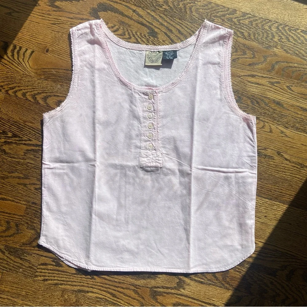 🌿 Vintage 100% Cotton Erika & Company Large Pink Sleeveless Top - Picture 2 of 6